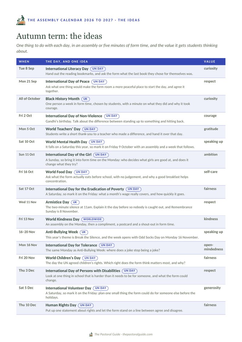 The autumn term ideas page