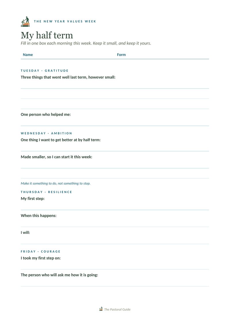 The front of the student sheet
