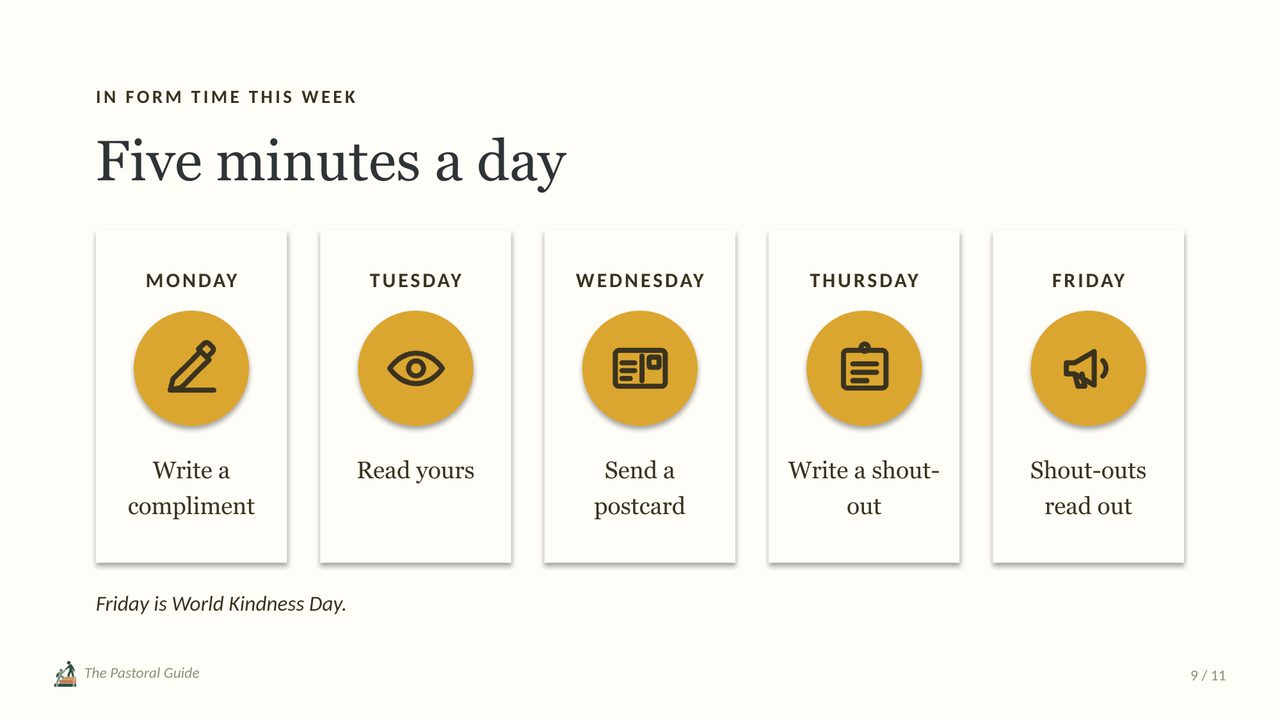 Slide 9 of 11, the week