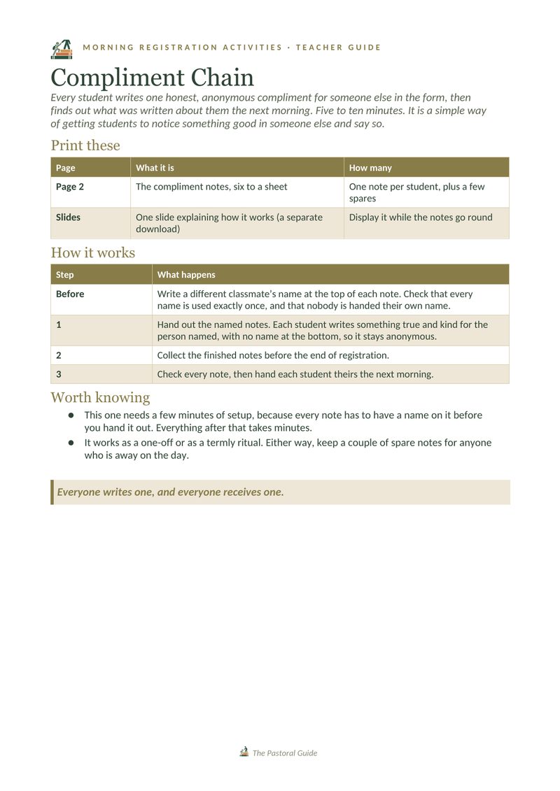 Page one of the pack