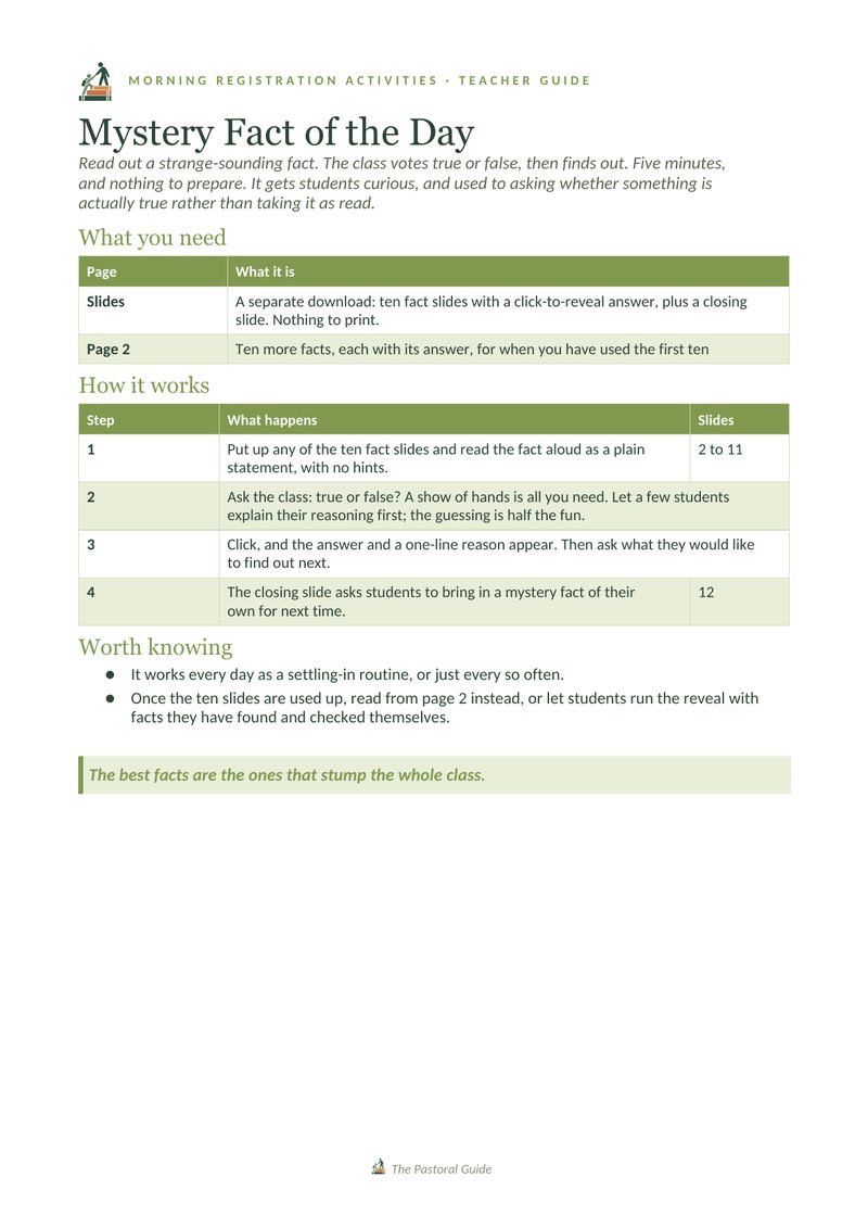 Page one of the pack