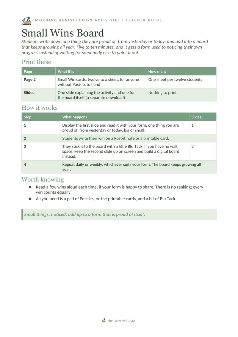 Page one of the pack