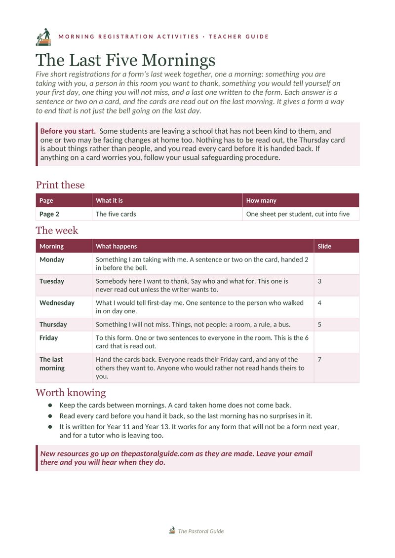 Page one of the pack