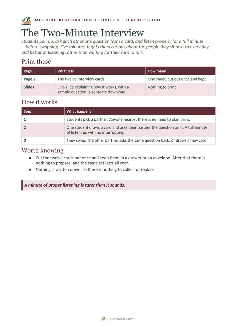Page one of the pack