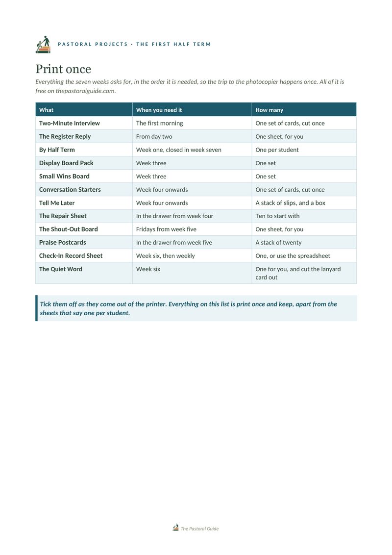 The print once list