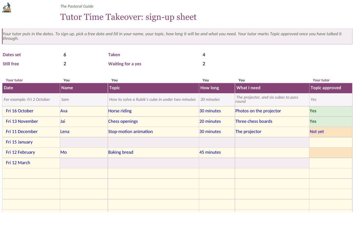 The sign-up sheet