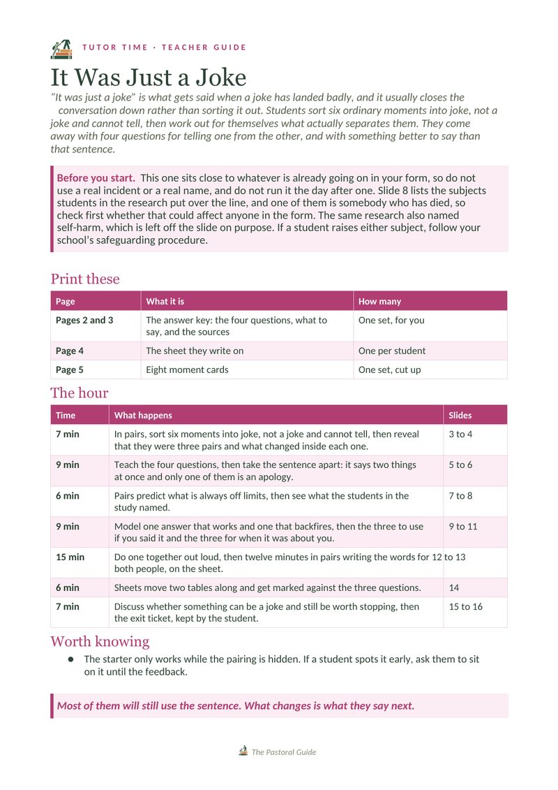 Page one of the pack