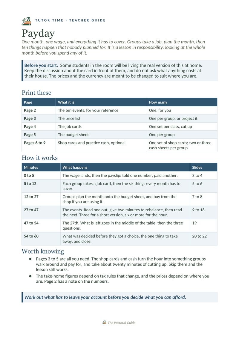 Page one of the pack