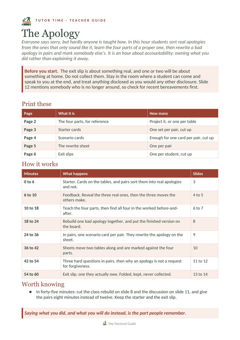 Page one of the pack