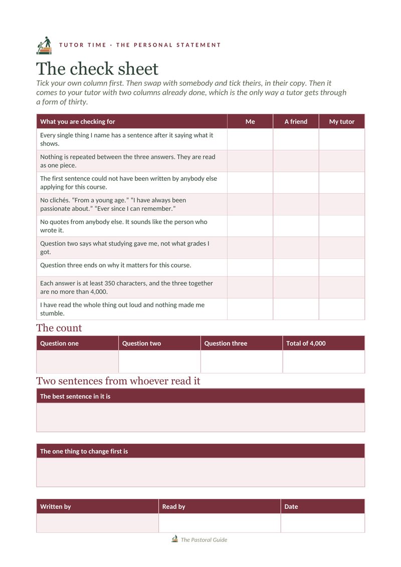 The check sheet